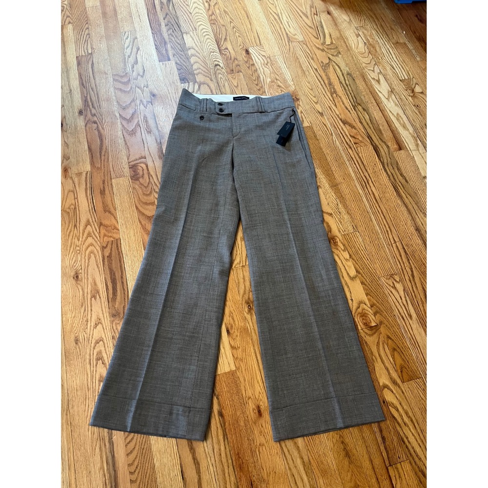 Y2K Banana Republic Jackson Fit Wide Leg Wool Blend Trousers Brown Size 6 NWT